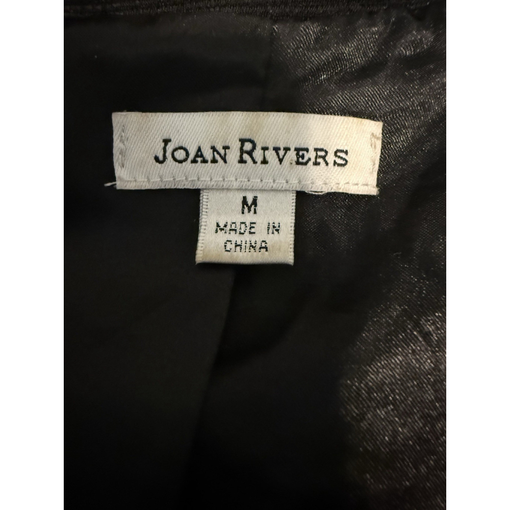 Joan Rivers Black Ribbed Rhinestone & Pearl Blazer Jacket Size Medium - Picture 8 of 9